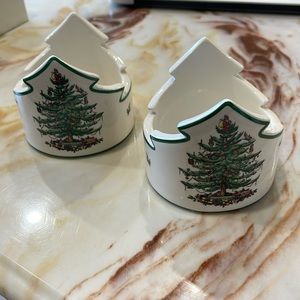 Spode . Christmas tree collection candle holders set . Used once.